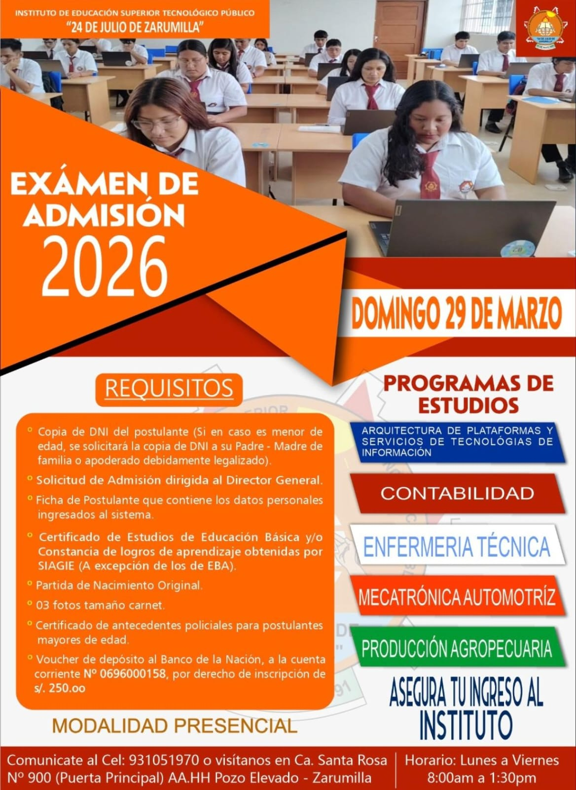 ¡Prepárate para tu Futuro! Examen de Admisión 2026: Requisitos y Fecha Oficial.!